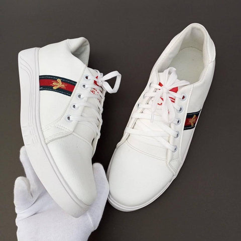 Men's Rexine Fancy Sneakers (GU-White)